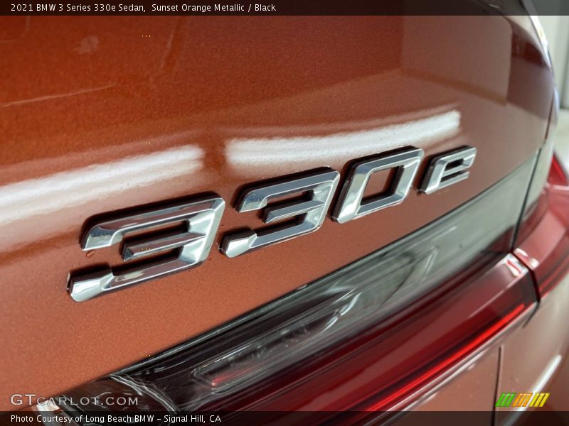 Sunset Orange Metallic / Black 2021 BMW 3 Series 330e Sedan