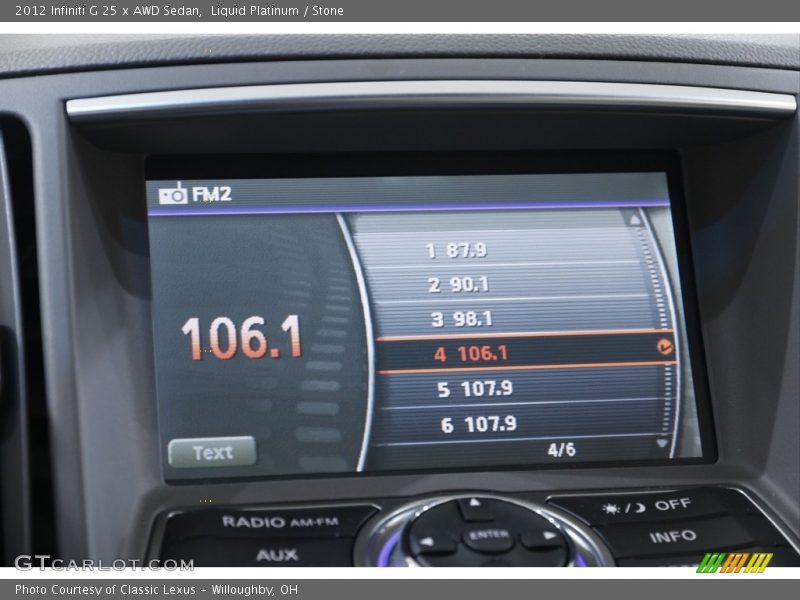 Audio System of 2012 G 25 x AWD Sedan