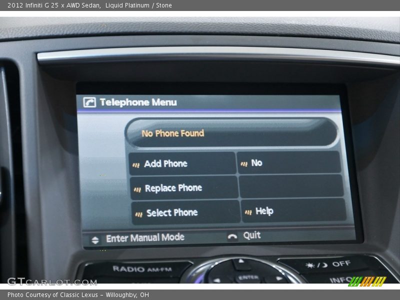 Controls of 2012 G 25 x AWD Sedan