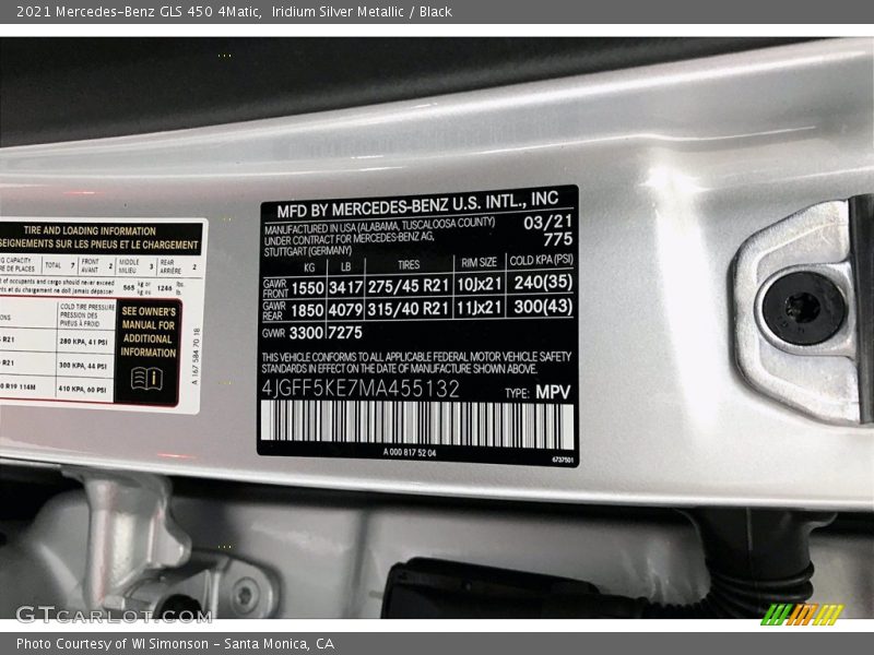 Iridium Silver Metallic / Black 2021 Mercedes-Benz GLS 450 4Matic