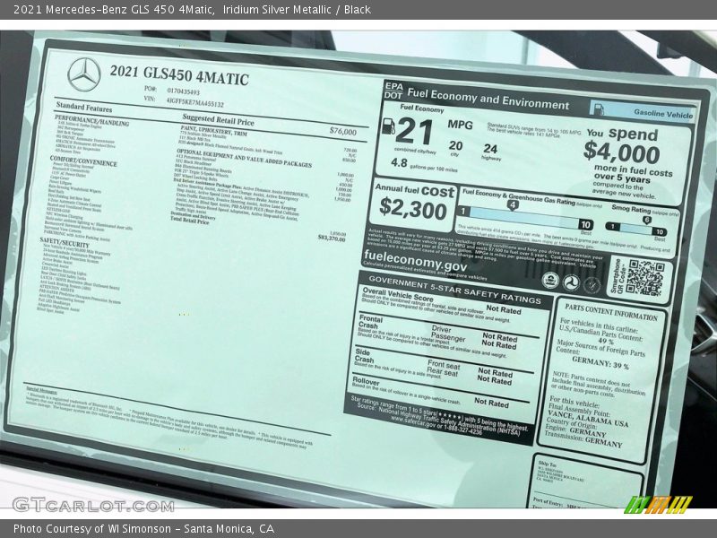 Iridium Silver Metallic / Black 2021 Mercedes-Benz GLS 450 4Matic