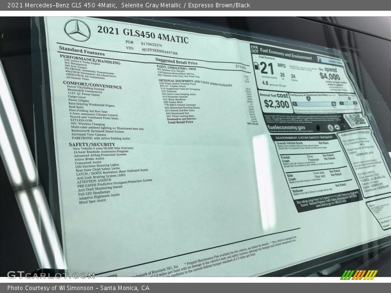 Selenite Gray Metallic / Espresso Brown/Black 2021 Mercedes-Benz GLS 450 4Matic