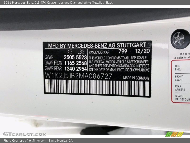 designo Diamond White Metallic / Black 2021 Mercedes-Benz CLS 450 Coupe