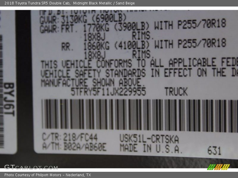 Midnight Black Metallic / Sand Beige 2018 Toyota Tundra SR5 Double Cab