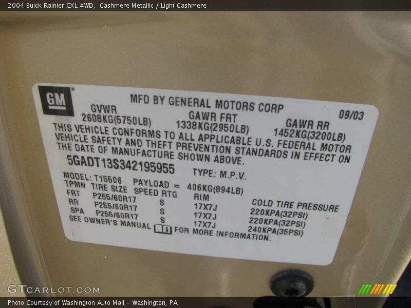 Cashmere Metallic / Light Cashmere 2004 Buick Rainier CXL AWD