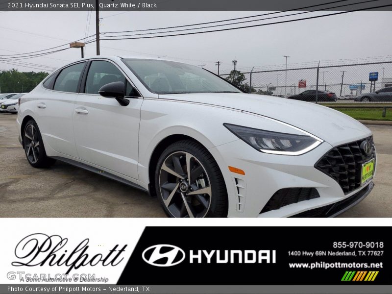 Quartz White / Black 2021 Hyundai Sonata SEL Plus