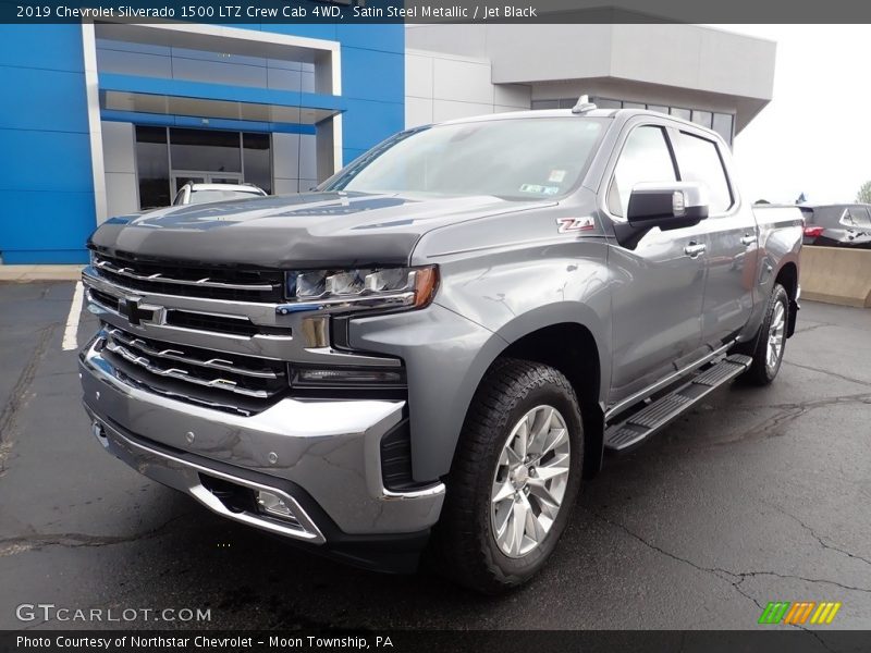 Satin Steel Metallic / Jet Black 2019 Chevrolet Silverado 1500 LTZ Crew Cab 4WD