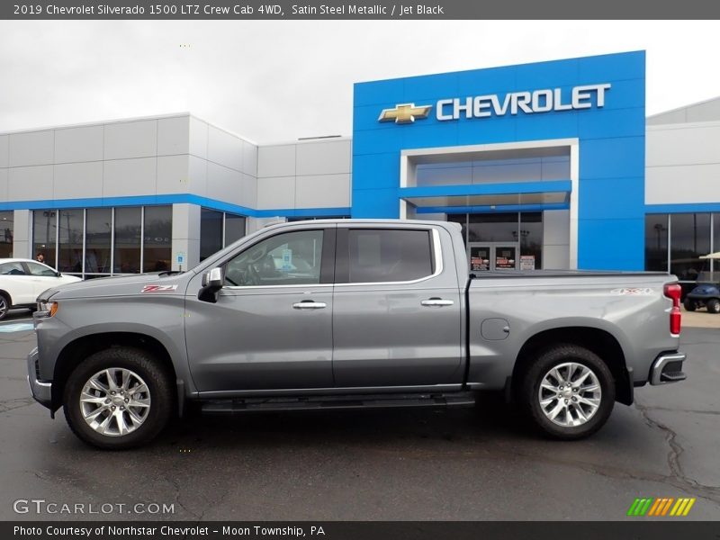 Satin Steel Metallic / Jet Black 2019 Chevrolet Silverado 1500 LTZ Crew Cab 4WD