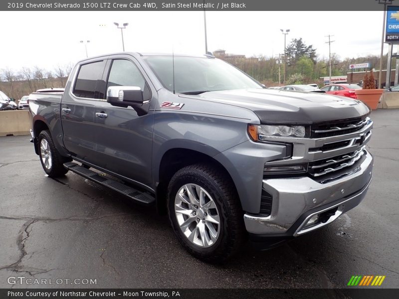 Satin Steel Metallic / Jet Black 2019 Chevrolet Silverado 1500 LTZ Crew Cab 4WD