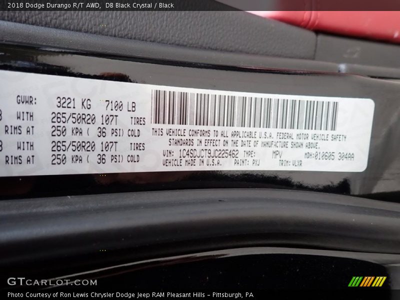 DB Black Crystal / Black 2018 Dodge Durango R/T AWD