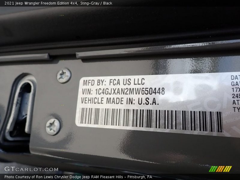 Sting-Gray / Black 2021 Jeep Wrangler Freedom Edition 4x4