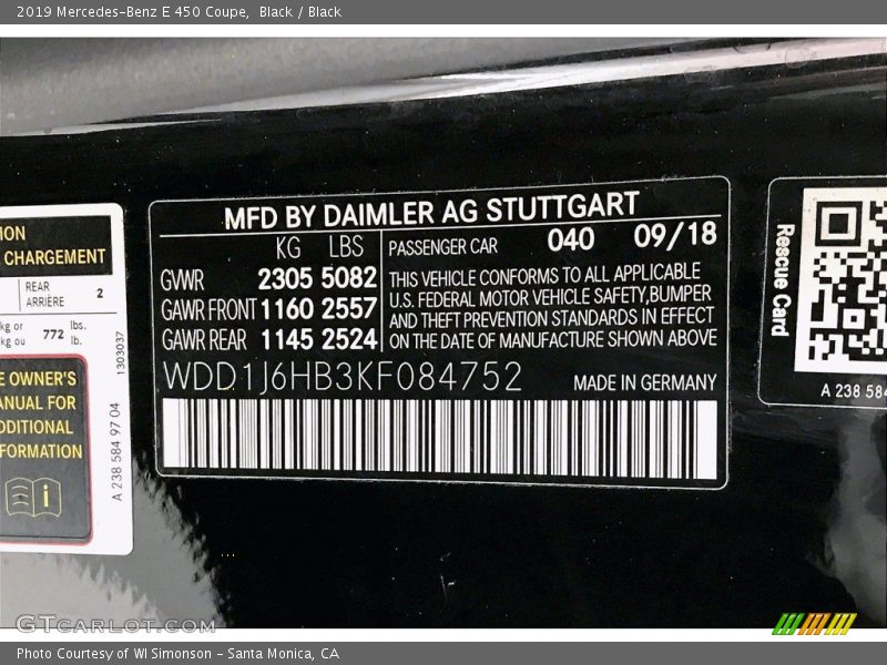 Black / Black 2019 Mercedes-Benz E 450 Coupe