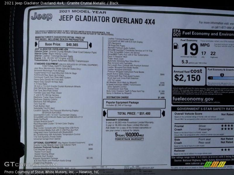 Granite Crystal Metallic / Black 2021 Jeep Gladiator Overland 4x4