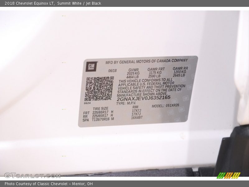 Summit White / Jet Black 2018 Chevrolet Equinox LT