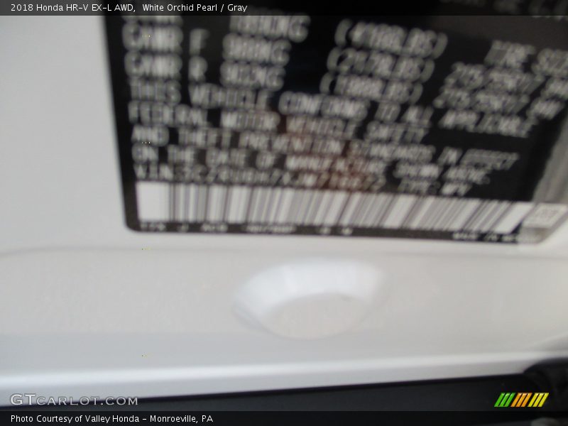 White Orchid Pearl / Gray 2018 Honda HR-V EX-L AWD