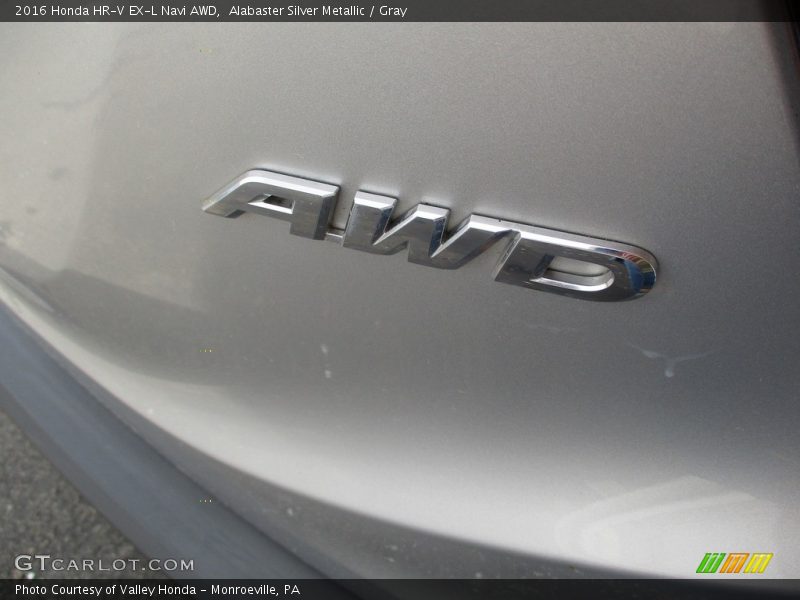 Alabaster Silver Metallic / Gray 2016 Honda HR-V EX-L Navi AWD