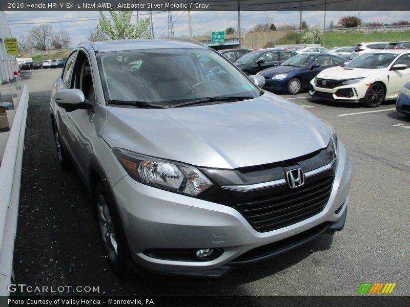 Alabaster Silver Metallic / Gray 2016 Honda HR-V EX-L Navi AWD