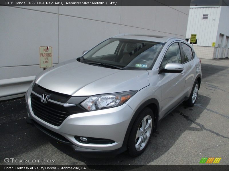 Alabaster Silver Metallic / Gray 2016 Honda HR-V EX-L Navi AWD