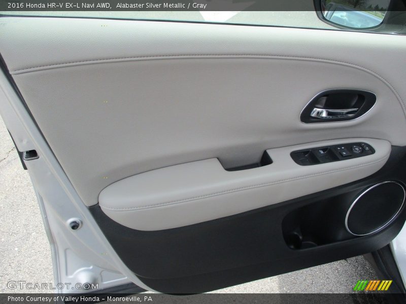 Alabaster Silver Metallic / Gray 2016 Honda HR-V EX-L Navi AWD