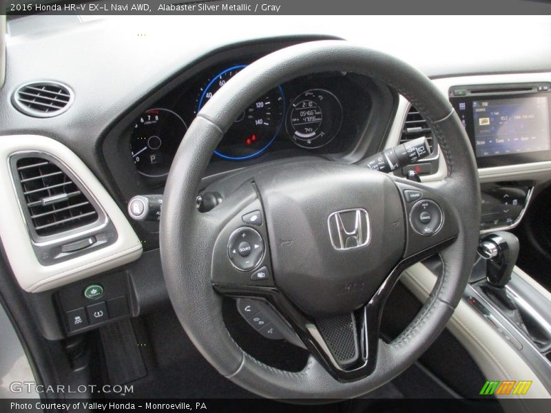 Alabaster Silver Metallic / Gray 2016 Honda HR-V EX-L Navi AWD