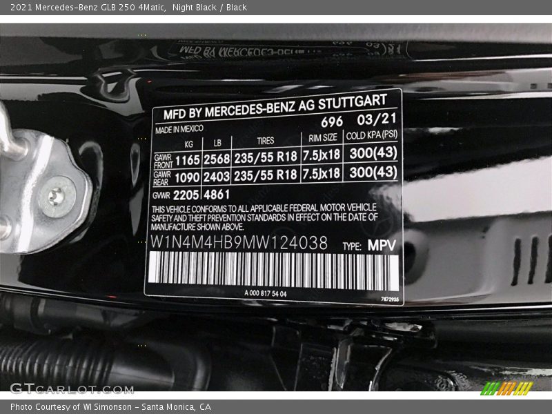 Night Black / Black 2021 Mercedes-Benz GLB 250 4Matic