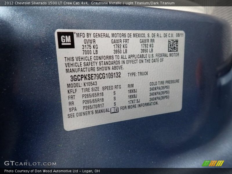 Graystone Metallic / Light Titanium/Dark Titanium 2012 Chevrolet Silverado 1500 LT Crew Cab 4x4