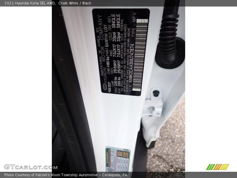 Chalk White / Black 2021 Hyundai Kona SEL AWD