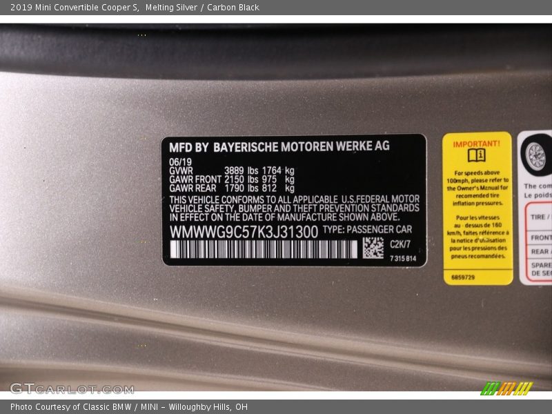 Melting Silver / Carbon Black 2019 Mini Convertible Cooper S