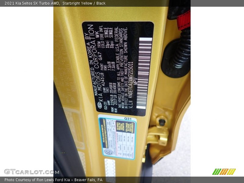 Starbright Yellow / Black 2021 Kia Seltos SX Turbo AWD