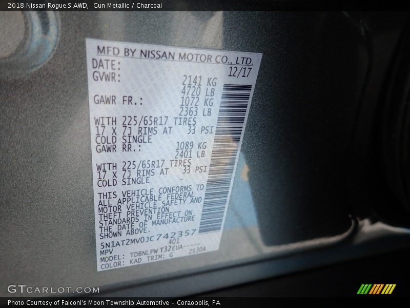 Gun Metallic / Charcoal 2018 Nissan Rogue S AWD