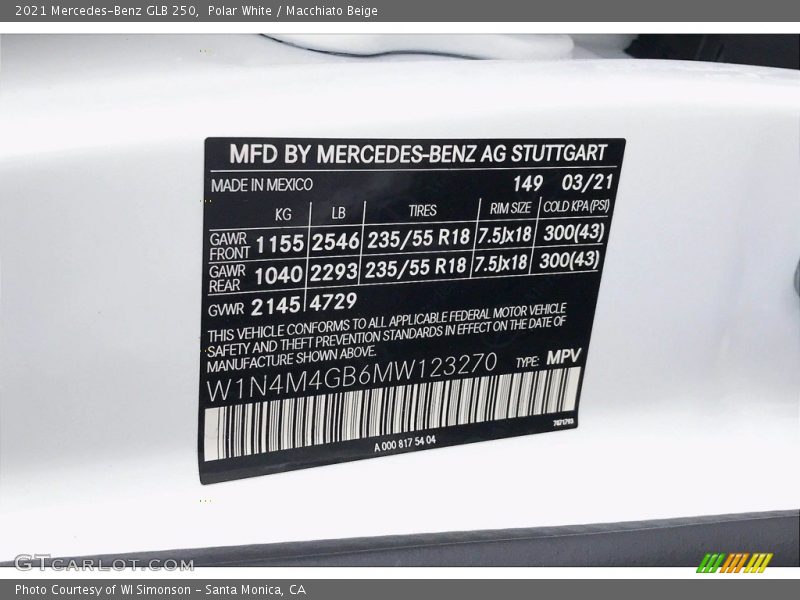Polar White / Macchiato Beige 2021 Mercedes-Benz GLB 250
