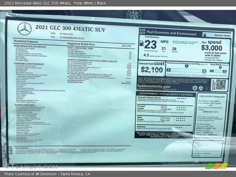 Polar White / Black 2021 Mercedes-Benz GLC 300 4Matic
