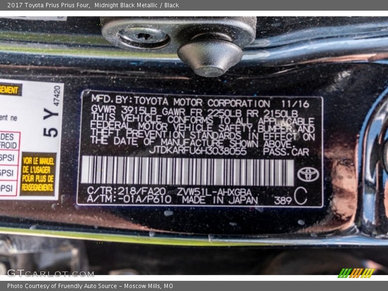 Midnight Black Metallic / Black 2017 Toyota Prius Prius Four