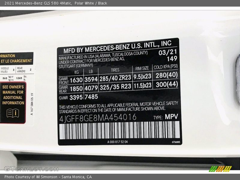 Polar White / Black 2021 Mercedes-Benz GLS 580 4Matic