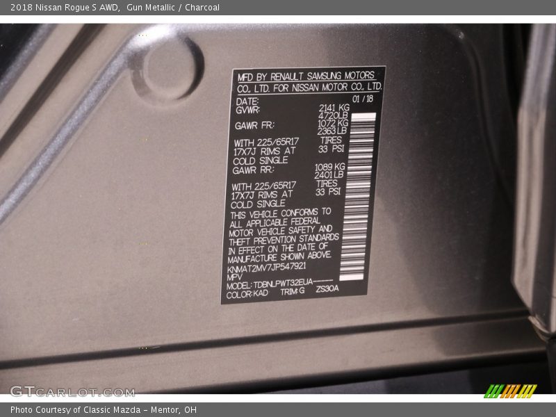 Gun Metallic / Charcoal 2018 Nissan Rogue S AWD