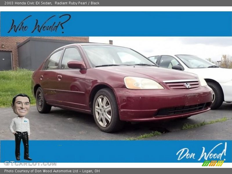 Radiant Ruby Pearl / Black 2003 Honda Civic EX Sedan