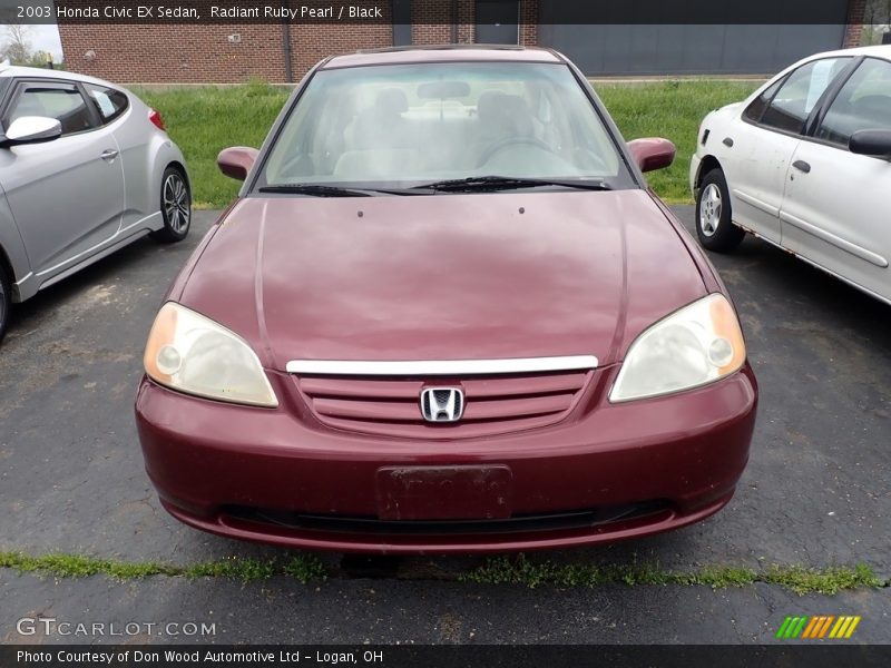 Radiant Ruby Pearl / Black 2003 Honda Civic EX Sedan