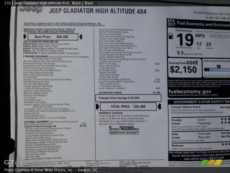 Black / Black 2021 Jeep Gladiator High Altitude 4x4