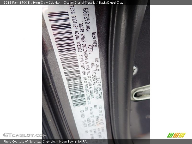 Granite Crystal Metallic / Black/Diesel Gray 2018 Ram 1500 Big Horn Crew Cab 4x4