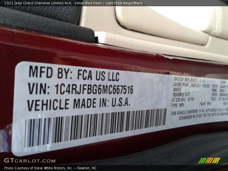 Velvet Red Pearl / Light Frost Beige/Black 2021 Jeep Grand Cherokee Limited 4x4