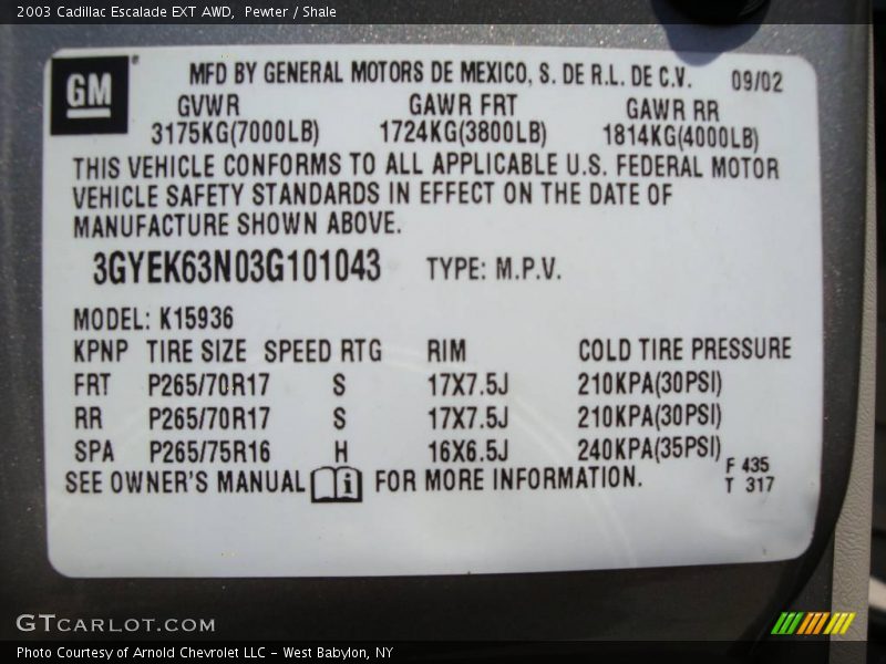 Pewter / Shale 2003 Cadillac Escalade EXT AWD