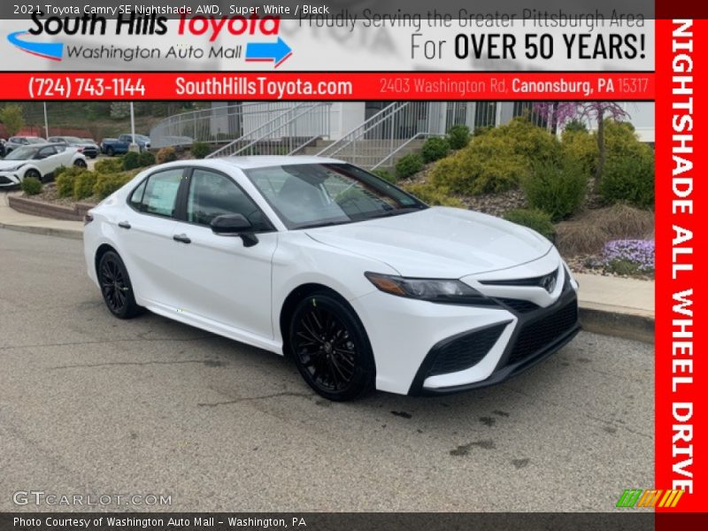 Super White / Black 2021 Toyota Camry SE Nightshade AWD