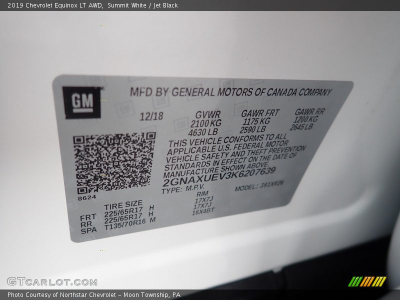 Summit White / Jet Black 2019 Chevrolet Equinox LT AWD
