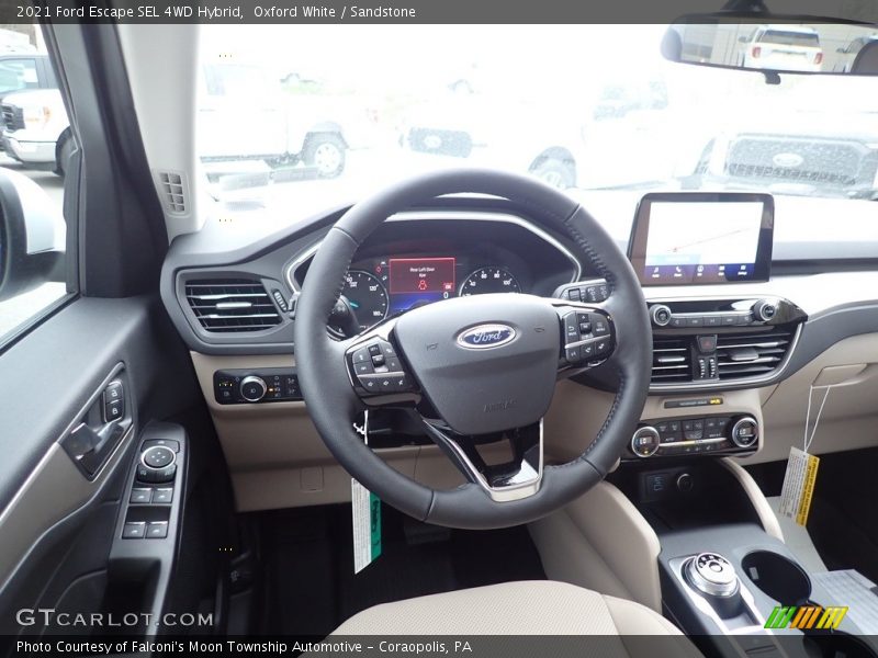 Oxford White / Sandstone 2021 Ford Escape SEL 4WD Hybrid