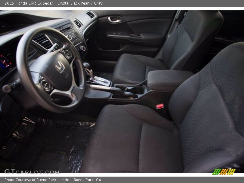 Crystal Black Pearl / Gray 2015 Honda Civic LX Sedan