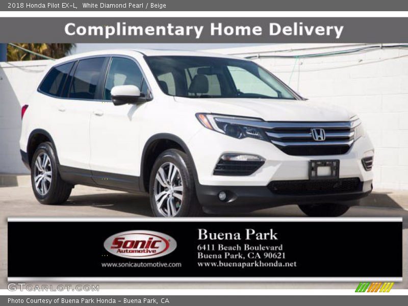 White Diamond Pearl / Beige 2018 Honda Pilot EX-L