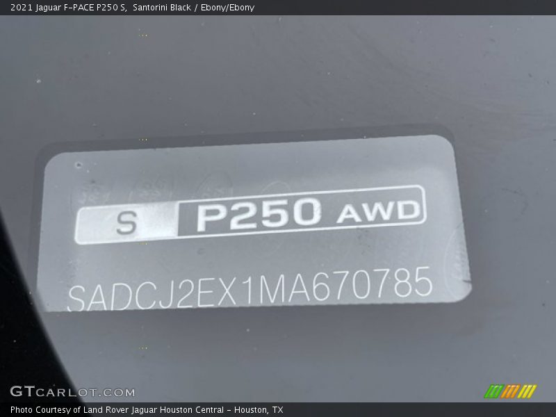 Santorini Black / Ebony/Ebony 2021 Jaguar F-PACE P250 S