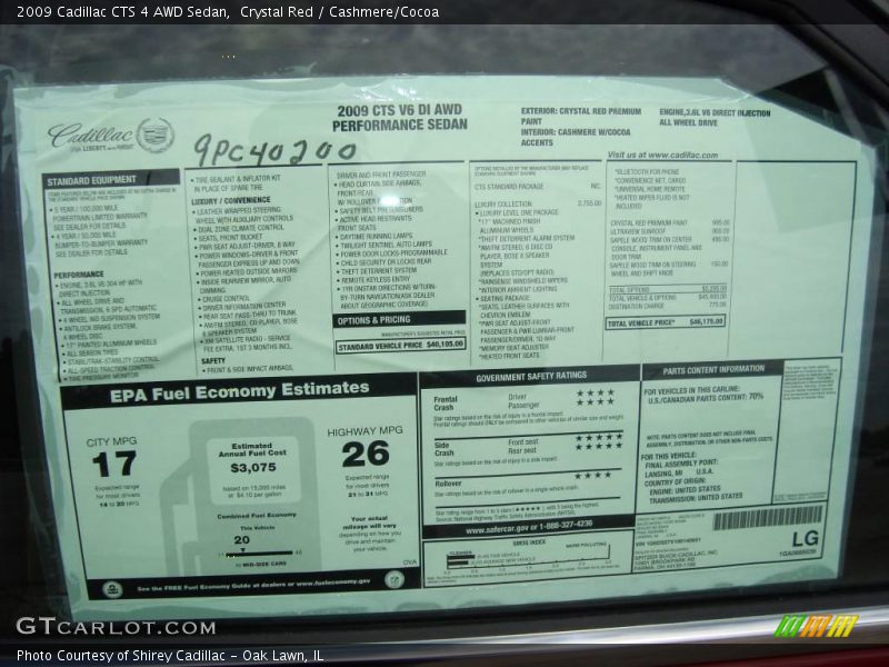 Crystal Red / Cashmere/Cocoa 2009 Cadillac CTS 4 AWD Sedan