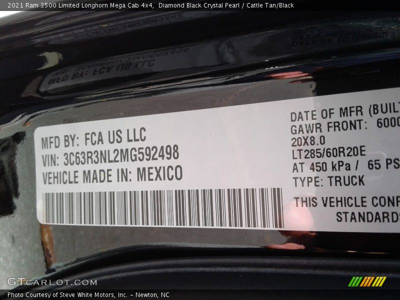Diamond Black Crystal Pearl / Cattle Tan/Black 2021 Ram 3500 Limited Longhorn Mega Cab 4x4