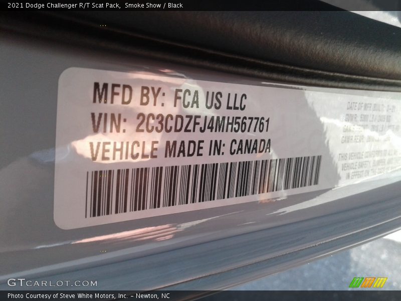 Smoke Show / Black 2021 Dodge Challenger R/T Scat Pack